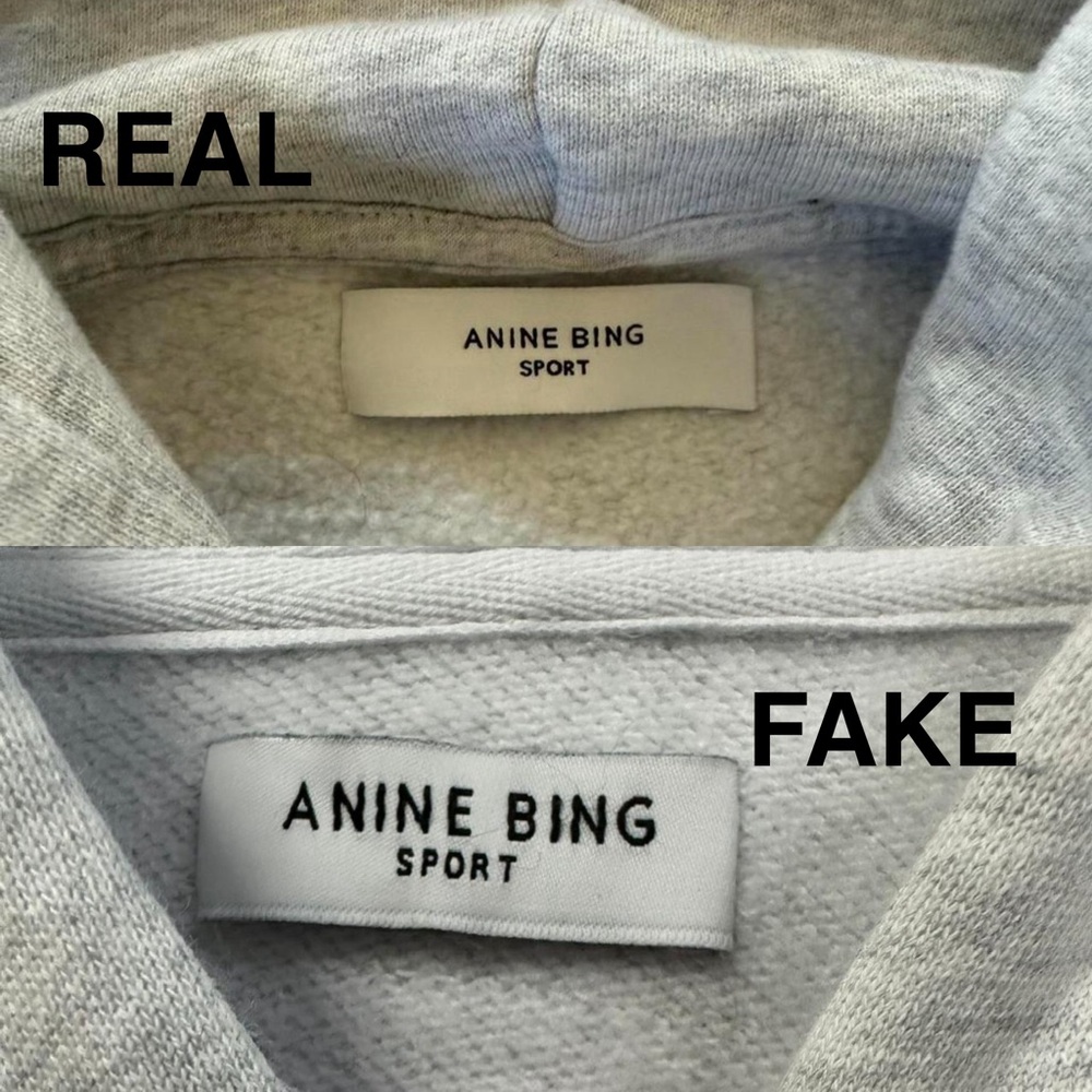 SPOT THE FAKES! Anine Bing Sport Gray Sweatshirt - Picture 2 of 3